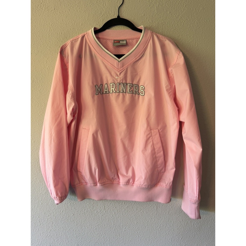 Nike Women's Mariners Baseball VNeck Windbreaker Long Sleeve Pink Size M